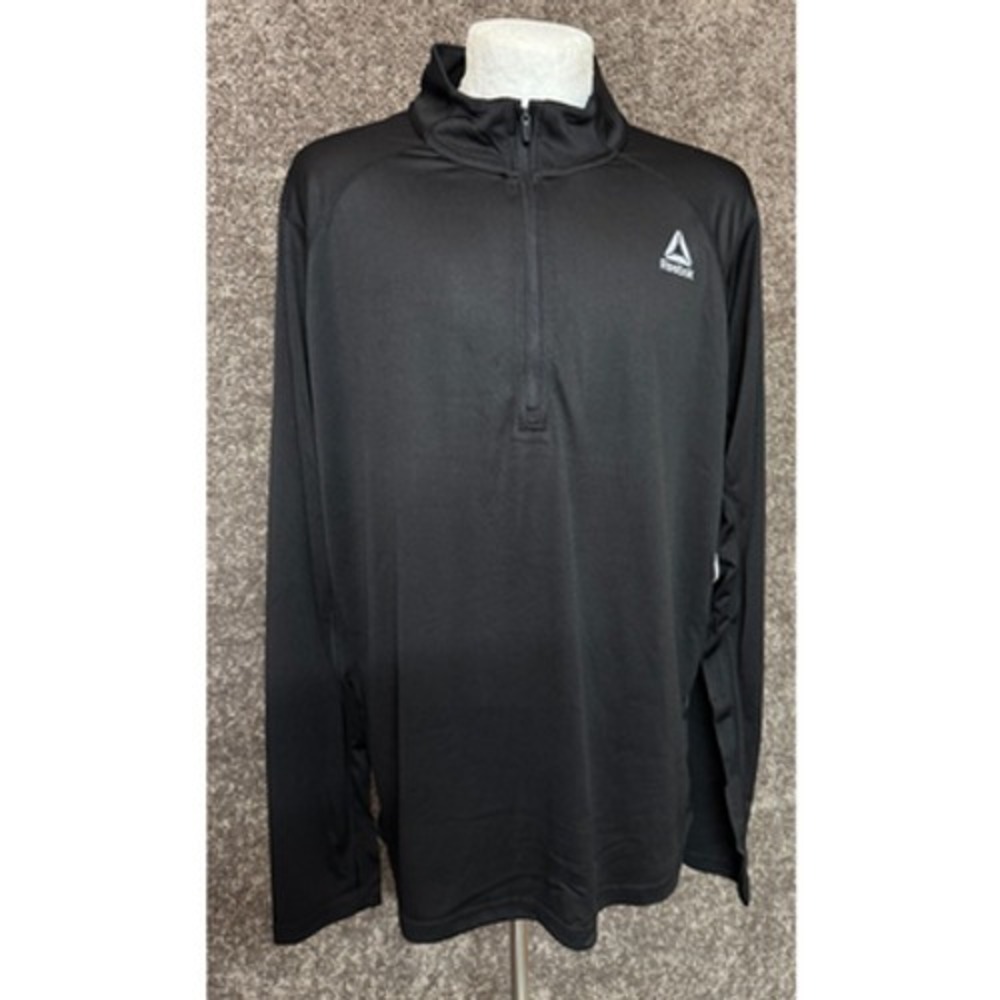 Reebok Men's 1/4 Zip Neck‎ Pullover M Long Sleeve Trail Shirt Golf Black